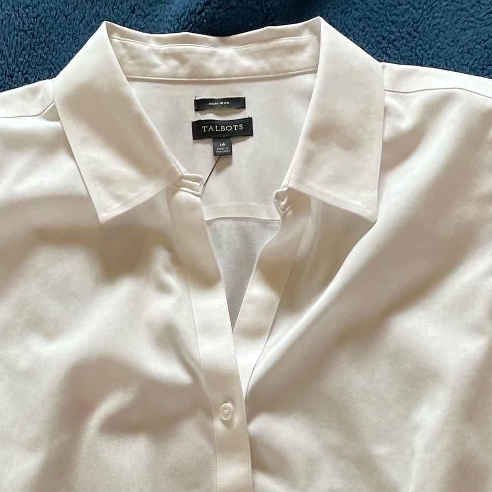 Talbots- 14 - The Perfect shirt. Sleeveless, white. New $69.50…asking $25